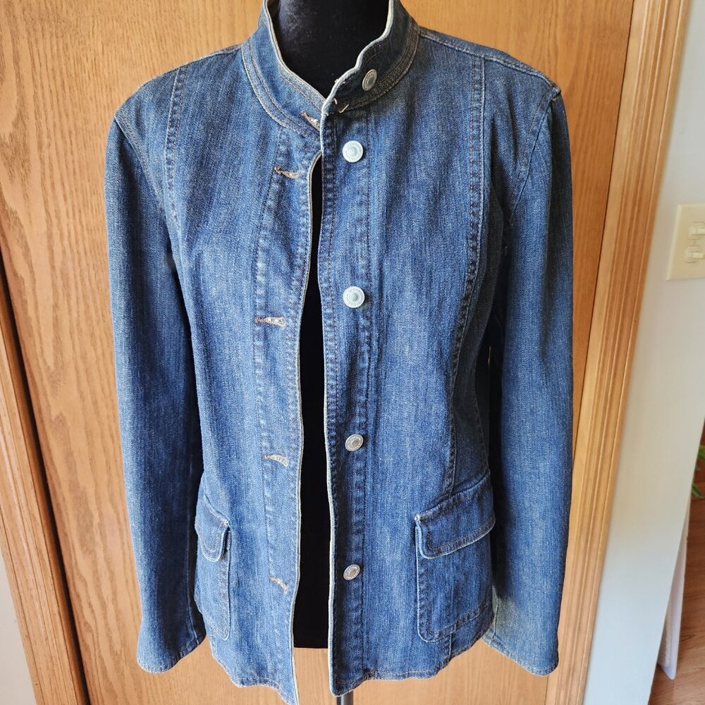 Vintage 90s Liz Claiborne lined fitted denim jacket size L